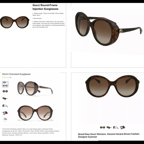 GUCCI HAVANA ROUND OVERSIZED SUNGLASSES, ON LIST 50 MOST ICONIC SHAPES - Picture 10 of 16